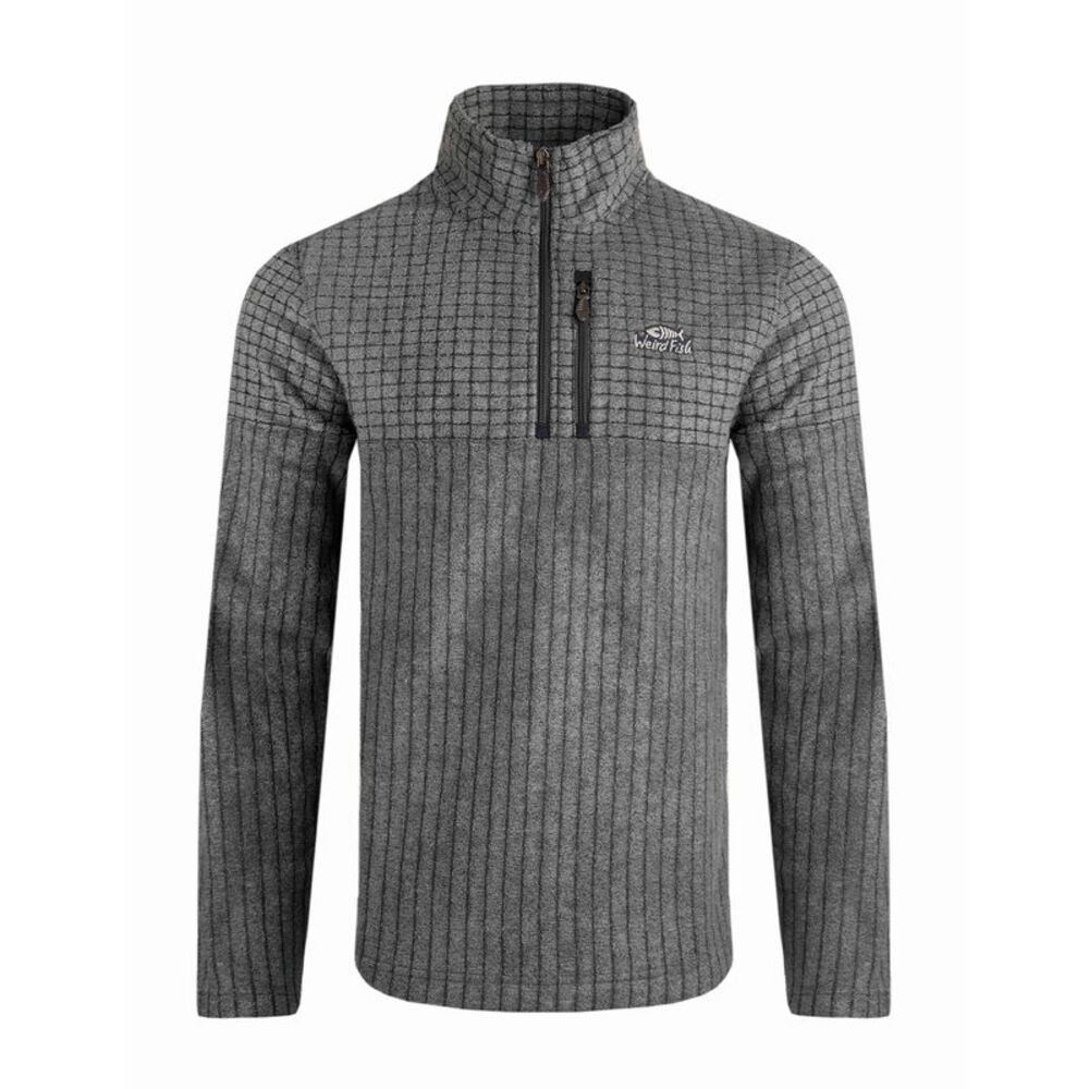 Weird Fish Mens Longmont Grid Eco Friendly Quarter Zip Fleece Top / Navy